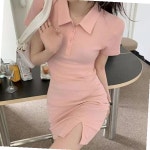 에이투지 카라 옆트임 반팔 미니원피스 nf17