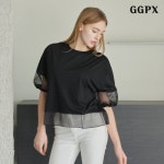 GGPX 오간자 배색 하프 티셔츠 GPBBA007D