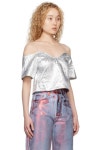 GANNI 실버 오프숄더 블라우스 F7812