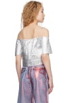 GANNI 실버 오프숄더 블라우스 F7812