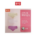 BYC BYC 여자 순면 나염 미디 팬티 여자 삼각팬티 세트 3매입 100