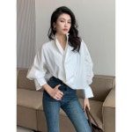 프렌치 스타일 블라우스 여성 봄가을 루즈핏 세련된 디자인 독특한 분위기 긴소매 상의