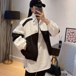 키밍 크롭 얇은 소재 배색 바람막이 점퍼 URD251