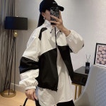 키밍 크롭 얇은 소재 배색 바람막이 점퍼 URD251