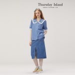 써스데이아일랜드 자수 카라 데님 블라우스 T234MBL633W