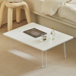 더뉴원 뮤아 접이식 좌식 밥상 테이블 식탁 티테이블 600 3인용 화이트버치 사각 스틸다리