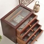 원목 악세사리 보관함 빈티지 정리함 엔틱 보석함 반지 걸이 A 2겹 확대 월넛 컬러