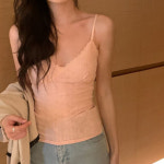 엘케이에이치 여성용 슬림 레이스 골지 나시