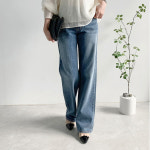 브러쉬 세미 와이드 데님 여성와이드데님