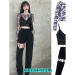 새해맞이 LISA 스타일 재즈 댄스 의상 세트 Kpop 걸그룹 공연복 상의 하의