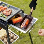 난로 브러시 키트 실리콘 장갑 벽난로 삽 손 나무 손잡이 석탄 도구 1