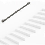 앤빌리언 스텐 핸드레일 38파이 병원 계단 안전손잡이 난간대 장애인 보조손잡이 유광 파이프2200mm 마감브라켓2 중간브라켓1 1개