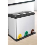 3단 분리수거함 대용량 3배럴 스텐 45L 페달분리수거함 쓰레기통 재활용 27L 1 실버화이트-가정용 5L 내통포함