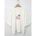 마미스헬퍼 라운드넥 나그랑 돌돌이 도그 티셔츠 FJWsh4291