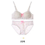 윙크핑크 주니어 2단계 브라팬티 세트 초등학생 중학생 속옷 75A J2008-2