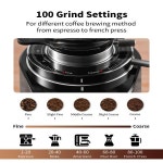 100 미세 연삭 설정 상업용 가정용 밀링 Bean Hopper Burr Grinder Professional