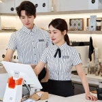 홀서빙 유니폼 알바 셔츠 여성 남성 예식장 돌잔치 페이지 참고 여성용 흰색 셔츠 앞치마 L