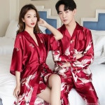 라오농 2벌 커플잠옷 여름아이스실크커플잠선 d 두루미 커플 가운 - 여자XL 남자XL 21402LL 2017