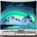 오로라 그린 폴라 라이트 조경 태피스트리 벽걸이 북극 풍경 설산 숲 침실 거실 1 275SL-GT