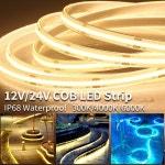 IP68 5 M Lot COB LED 스트립 480Leds m 고밀도 유연한 테이프 DC12V 24V 조명 수영 불량 사우나 룸 3000K
