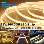 IP68 5 M Lot COB LED 스트립 480Leds m 고밀도 유연한 테이프 DC12V 24V 조명 수영 불량 사우나 룸 3000K