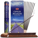 인센스 스틱 인도향 아로마 냄새제거 천연 벤조인 향봉 홀더 번들 인사이트 헴 Open Roads
