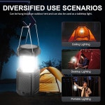 캠핑 랜턴 5000mAh 태양광 핸드 크랭크 텔레스코픽 LED 손전등 USB 충전기 휴대용 충전식 배터리로 작동하는 램프 장비 액세서리 Black-1