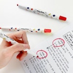 동아 미피 체크 색연필 빨간펜 채점펜 12자루