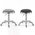 미용실 보조 커트 의자 바퀴달린 스툴 이동식 리프팅 스테인레스 스틸 단일 원형 검정색