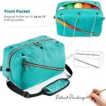 조정 가능한 어깨 스트랩 휴대용 뜨게 가방 와이드 오픈 분리형 크로셰 보관 정리함 6 금속 그로밋 2 측면