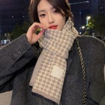 체크 패턴 니트 머플러 1P 베이직 겨울 목도리