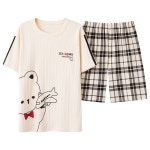 Modlauna 반팔남자잠옷 남성 홈웨어 세트 남자 여름 잠옷 세트 부드럽고 편안하다 g6642