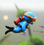 어항꾸미기 수족관 플로팅 피규어 둥둥떠다니는 잠수부 다이버 새우 구피 은신처 장식품 인공수초 달만세고양이 1개