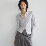 미치코런던 여성용 스트라이프 슬림핏 셔츠 S