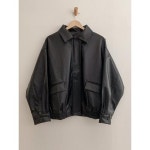 마미스헬퍼 카라넥 루즈핏 집업 가죽 자켓 점퍼 SIUWJP4278