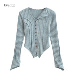 Cwadun 봄과 가을 불규칙한 여성 카디건 T 셔츠 S NR802