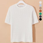 후앙스 라운드넥 케이블 반팔 니트 티셔츠 GZCP-5156