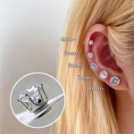 1쌍 자석 큐빅 귀걸이 귀안뚫는 페이크 피어싱 귀찌
