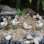 흰색 오리 정원 인형 마당 안뜰 잔디 장식 미니어처 동물 조각