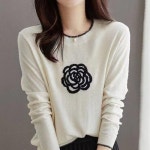 장미 간절기 환펀니트티 라운드 긴팔티