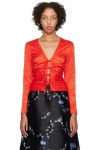 GANNI 가니 새틴 블라우스 232144F107024