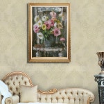 크로스 스티치 자수 키트 의자에 장미 꽃 스레드 페인팅 DIY 바느질 세트 캔버스에 인쇄 11CT 장식 계산