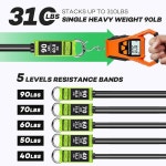 저항 밴드 운동을 위한 고강도 운동 손잡이가 남성용 스트레칭 홈 피트니스 근력 운동 슬림 요가 310 lbs Green
