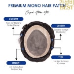 Toupee 모노 남성용 가발 100 인간의 머리카락 내구성 헤어 모세관 보철물 Men 6 교체 시스템