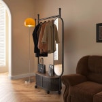 전신거울 옷걸이 이동식 스탠드 수납 행거 침실 1 원목커버 키높이 수납 바