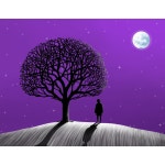 보라빛밤 몽환적인 달 그림 액자 peaceholic 4F 33