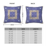 그리스 키 라피스 라줄리 베개 케이스 폴리에스터 린넨 벨벳 지퍼 장식 쿠션 1 As Shown