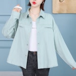 더블제이플러스 여성 봄 루즈핏 캐주얼 셔츠 자켓 남방 그린 J0969