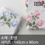 린넨 원단 천 바이오워싱 플라워 CZ 화이트로즈 빅플라워 블루로즈 1개 A1254