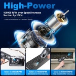 키보드 전자 기기 청소를 위한 LED 조명 충전식 무선 송풍기를 갖춘 100 전기 에어 더스터-3 기어 조절 압축 공기 캔 교체 000RPM